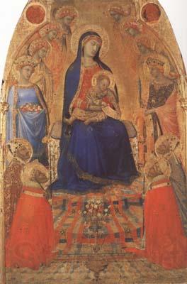 Ambrogio Lorenzetti Madonna and Child Enthroned,with Angels and Saints (mk08) Norge oil painting art